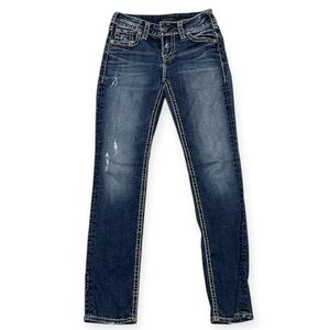 Women's SILVER JEANS Suki Straight Leg Jeans Size 25x32 Thick Stitch